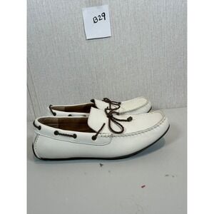 ALFANI 11.5 Tanner pebbled Driver loafers in white leather with rubble sole